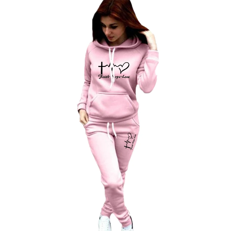 2023 Women's Printed Pullover Hoodie Sweatpants Set Sweatwear Pullover Sweatwear Jogging Sweatwear