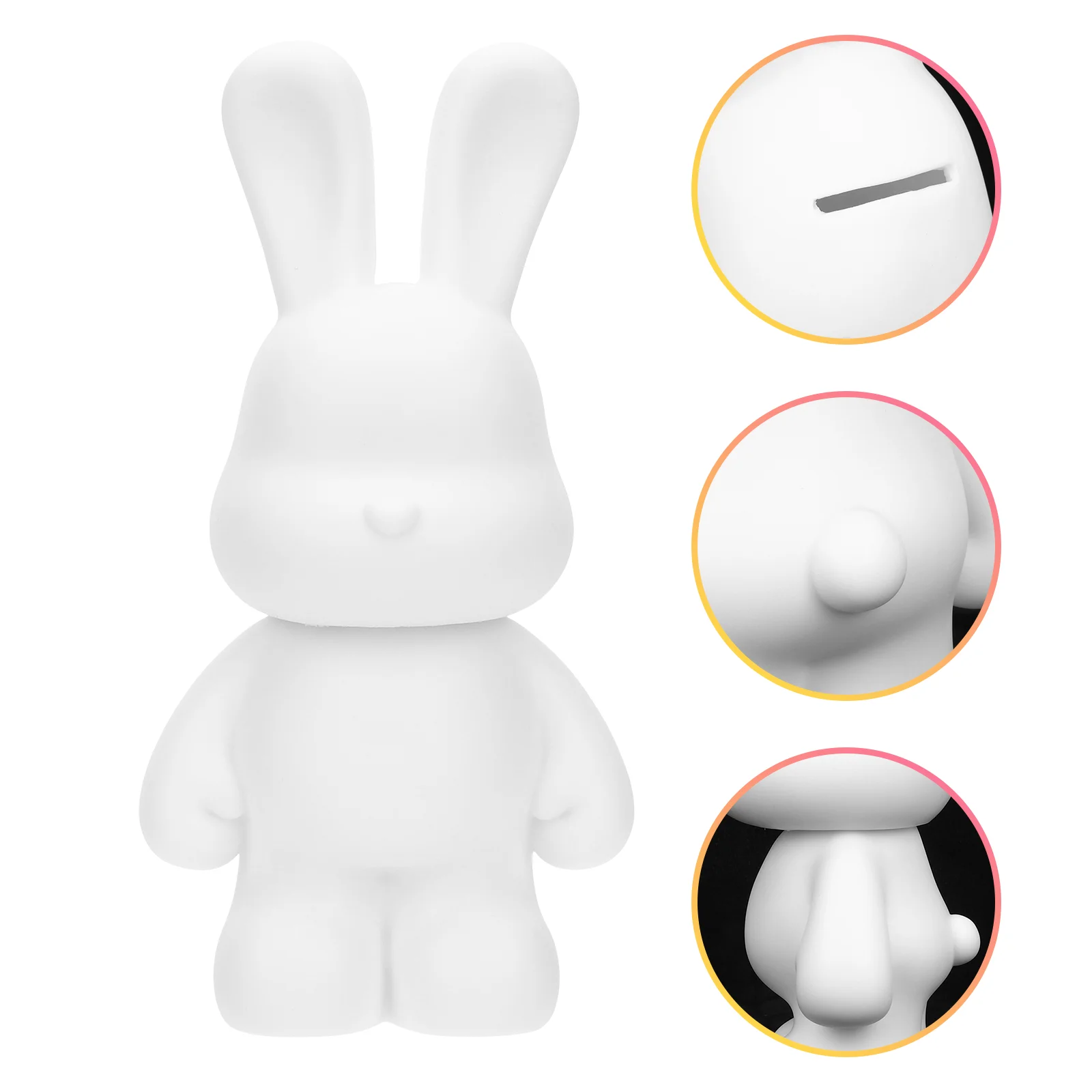 White Embryo Ornaments Toys Outdoor Bunny Decor Dolly Keychain Electronic Decorations Rabbit Pvc Newborn Piggy Bank for Adults 2