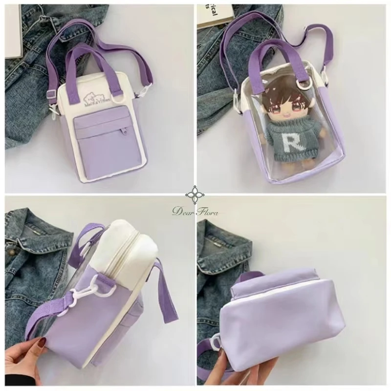 Girls New Cute 20cm Doll Bag Y2K Versatile Transparent Pocket Shoulder Crossbody Bags Simple Basic Ita Bag Student Handbag Purse - 5