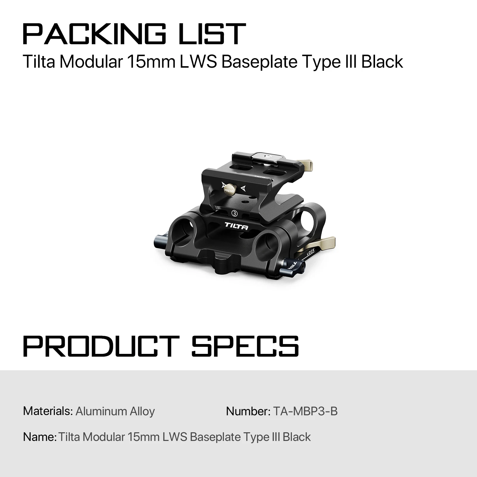 その他 Tilta 15mm LWS Baseplate Type III Tilta Modular 15mm LWS Baseplate Type III (TA-M