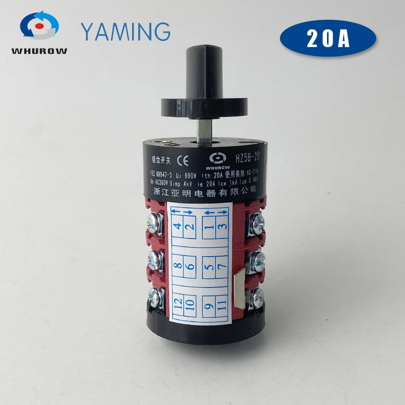 Interruttore Rotativo Universale ON-OFF-ON - 3 Posizioni, 5 Fasi, 20 Terminali, Per Uso Industriale - Foto 12