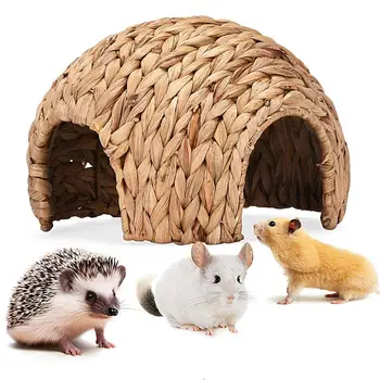 Rabbit Tunnel Safe Bunny Grass House Natural Cattail Hideout Hand Made Cattail House For Guinea Pig Hamsters Chinchilla Ferret 1
