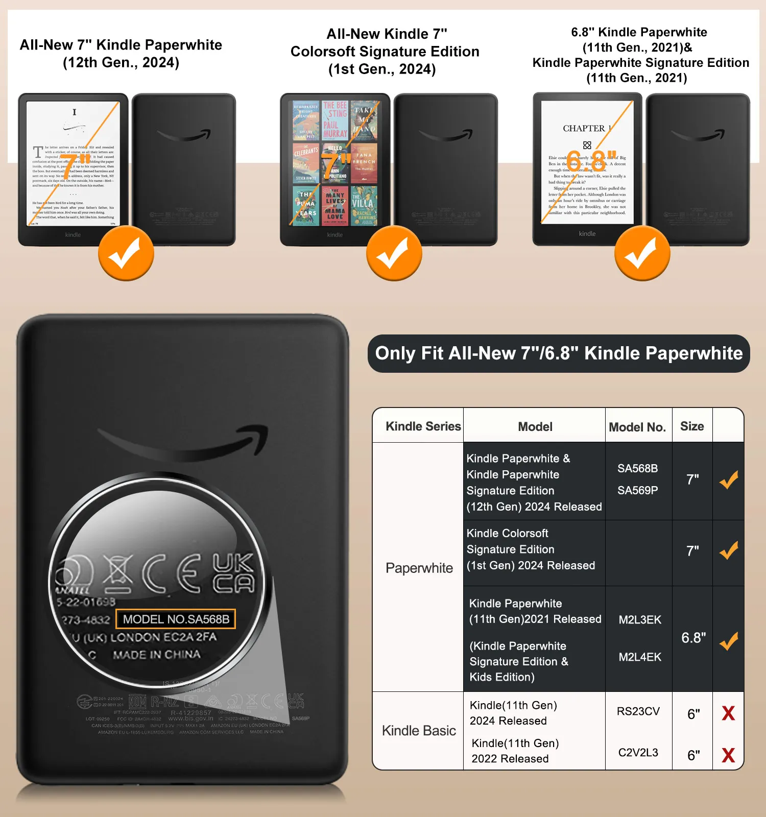 MoKo Case for 7"/6.8" Kindle Paperwhite(12th/11th Gen-/)and Kindle Colorsoft Signature Edition Slim PU Shell Cover Cas kindle case