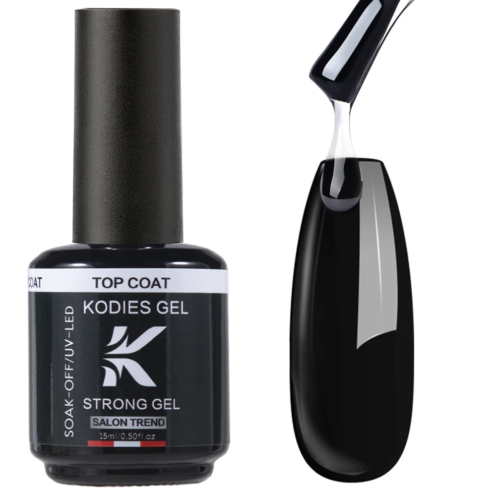 KODIES GEL Glassy Gel Top Coat No Wipe Shine Finish Gel Nail Polish 15ML Semi Permanent UV Sealant All for Manicure Primer Nails 2