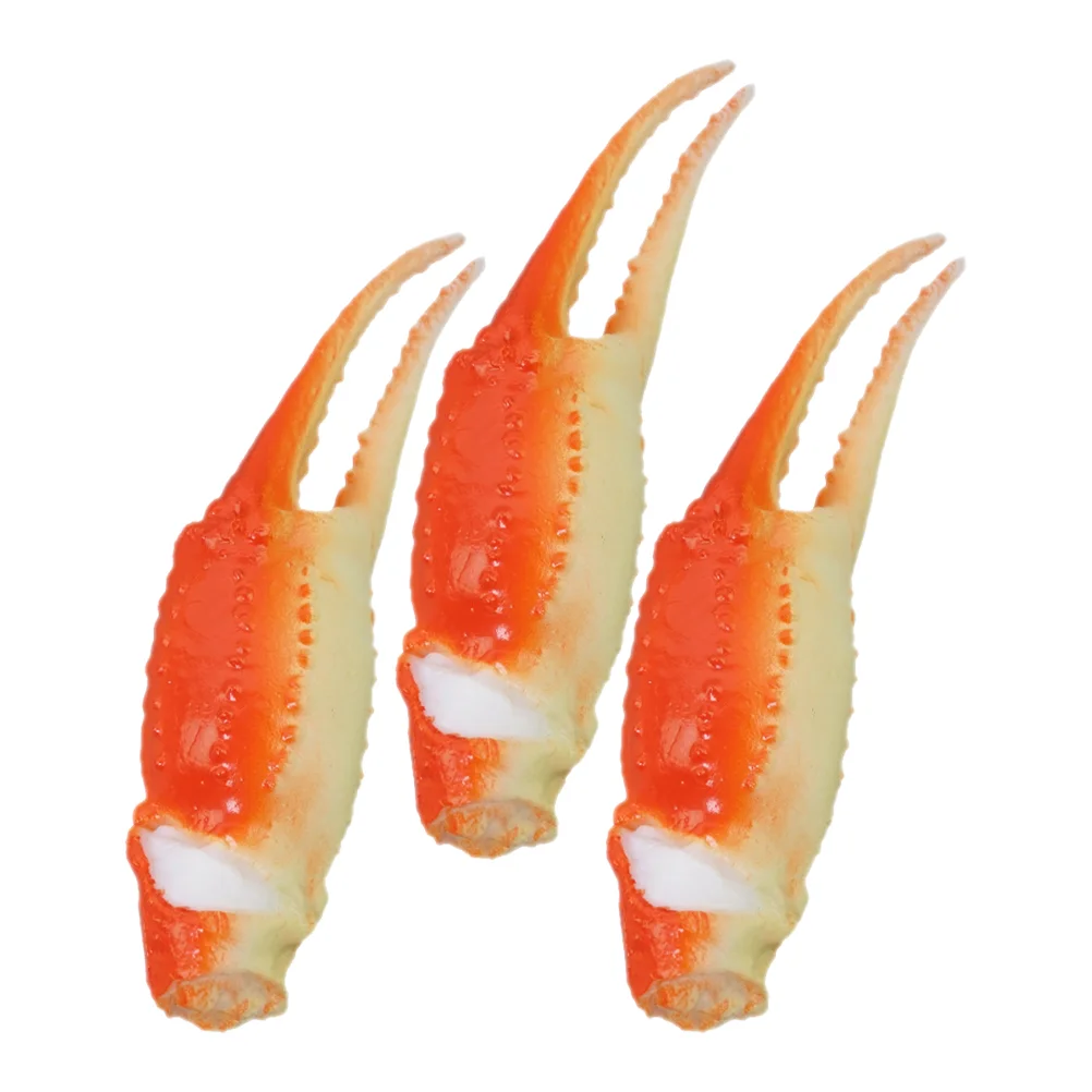 

3 Pcs Imitation Crab Legs Decoration for Home Claw Shaped Figurine Toy Light House Decorations Compact Pvc Simulated Accents