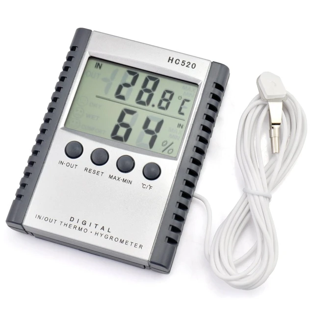 Indoor Outdoor Wired Temperature Meter, Digital Thermometer with Sensor  Wire and LCD Display, Battery Powered, for Home, Office, Restaurant