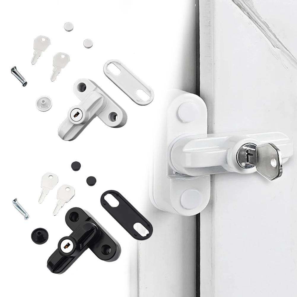 

T-shaped Buckle Lock Flat Open Doors Win-dows Locks Safety Win-dow Door Lock Sash Jammer Security Restrictor Lock For Home Decor