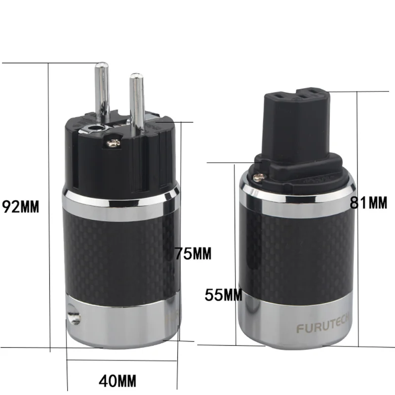 Furutech-fibra de Carbono Ródio Plug Power Plated com Junta Hi-end Preto ue Eua Padrão ac Iec Feminino Hi-fi Eua Alimentação ac Fi50 - Image 3