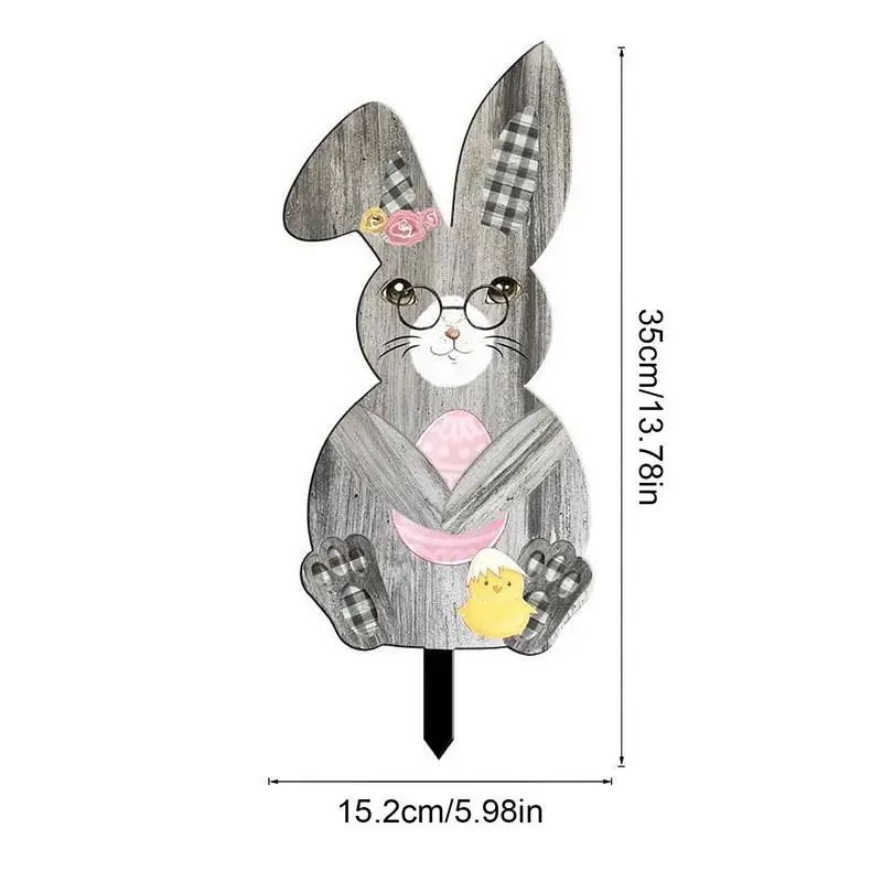 Easter Yard Sign With Stakes Acrylic Rabbit Shaped Lawn Decorations Sturdy Easter Garden Outdoor Sign Rabbit Shaped Lawn
