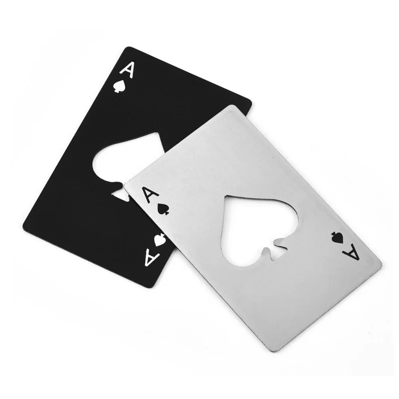 

Spades A credit Card opener Creative Poker shaped stainless steel home tools Bottle Opener Beer opener