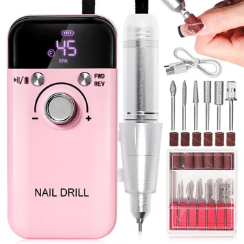 Nail Drill Rechargeable Portable Nail File Manicure Tool 45000RPM 1
