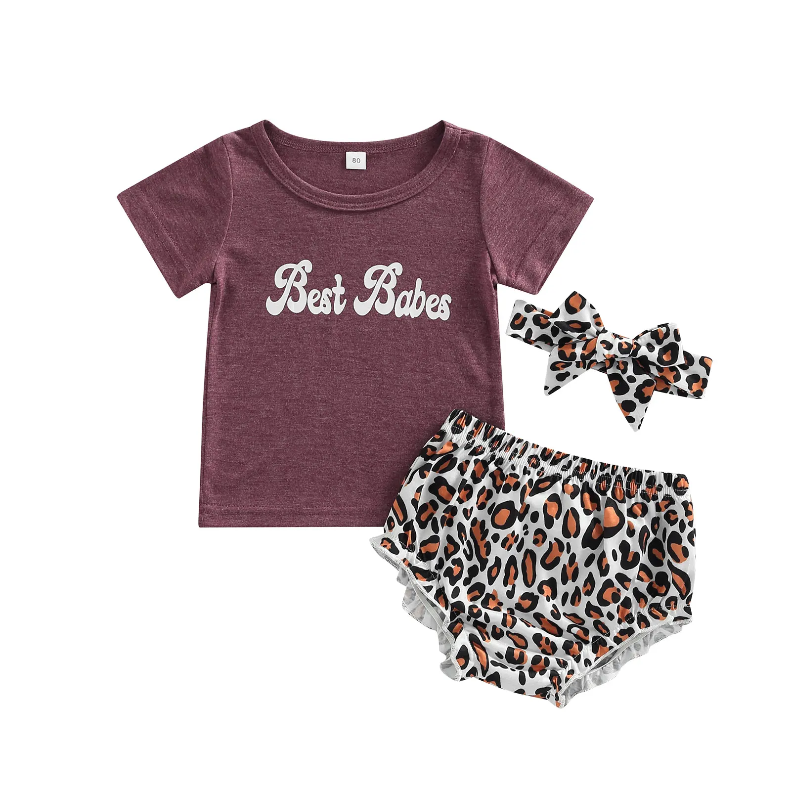 2022 324m Cute Infant Girl Clothes Best Babe Letter Print Round Neck