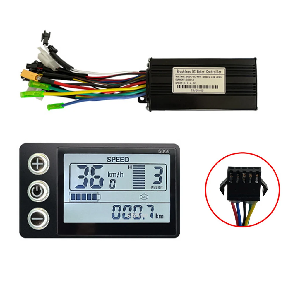 

24/36/48V 26A 750W E-Bike Sine Wave Controller S866 Display SM 5pin Interface For Electric Scooter Ebike Accessories