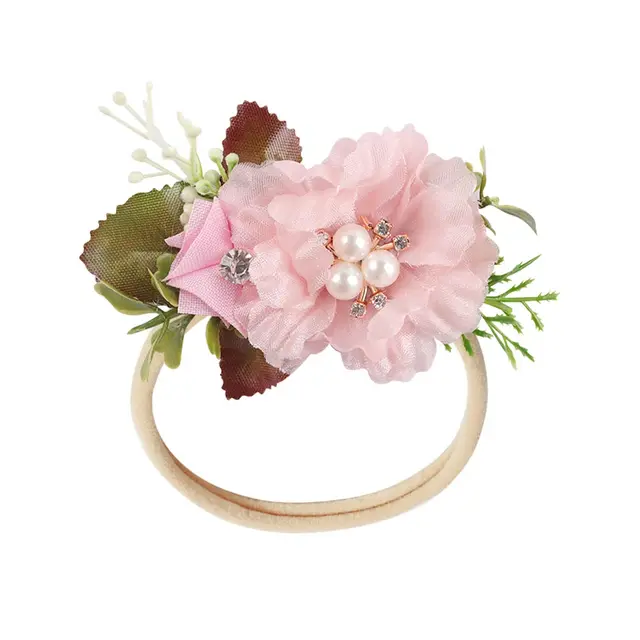Floral Girls Headbands Newborn Baby Elastic Princess Hairbands Kids Pearl Flower Fresh Style Cute Hair Accessories Diademas 37