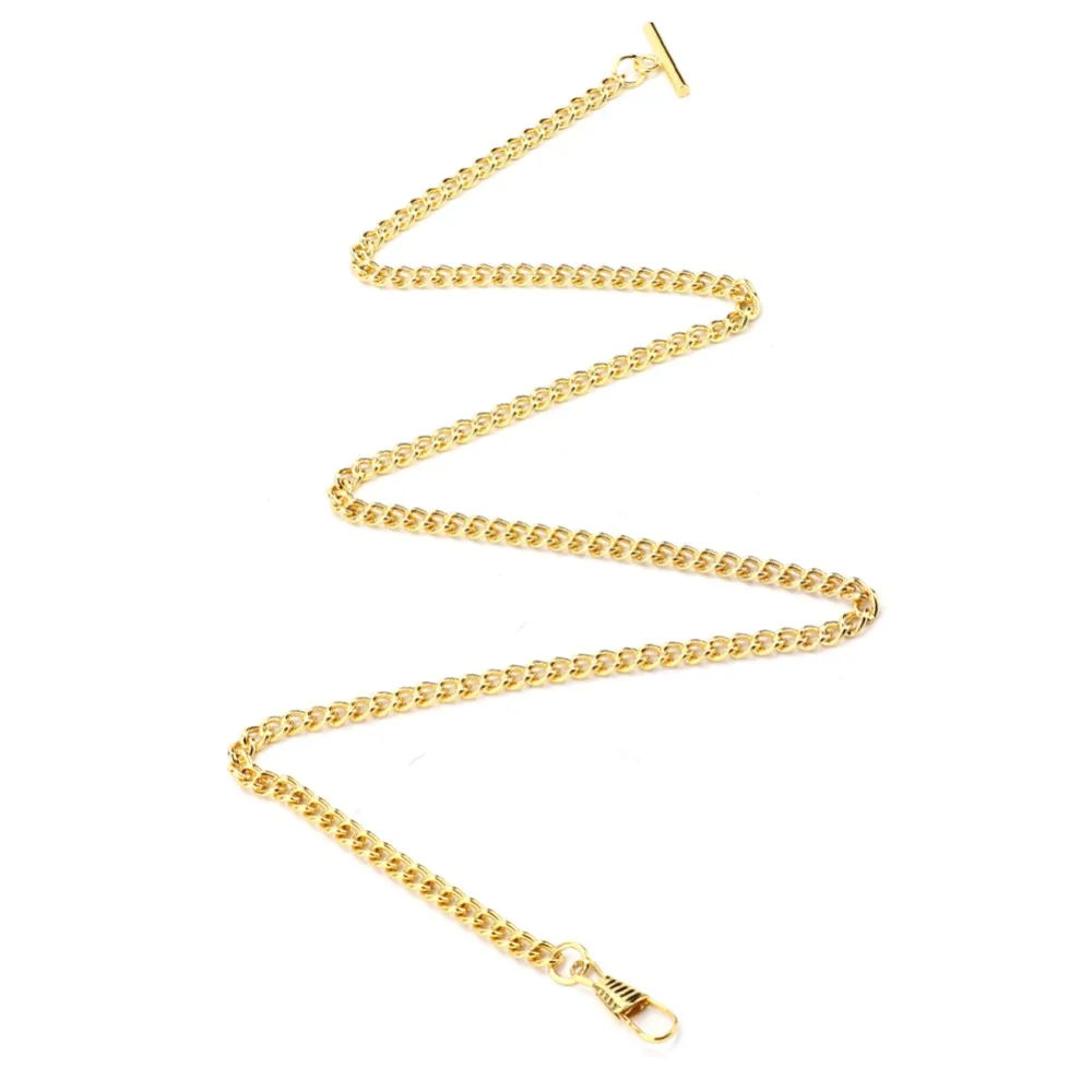 Elegant Vintage Gold-Plated Pocket Watch T-Bar Chain - 65cm