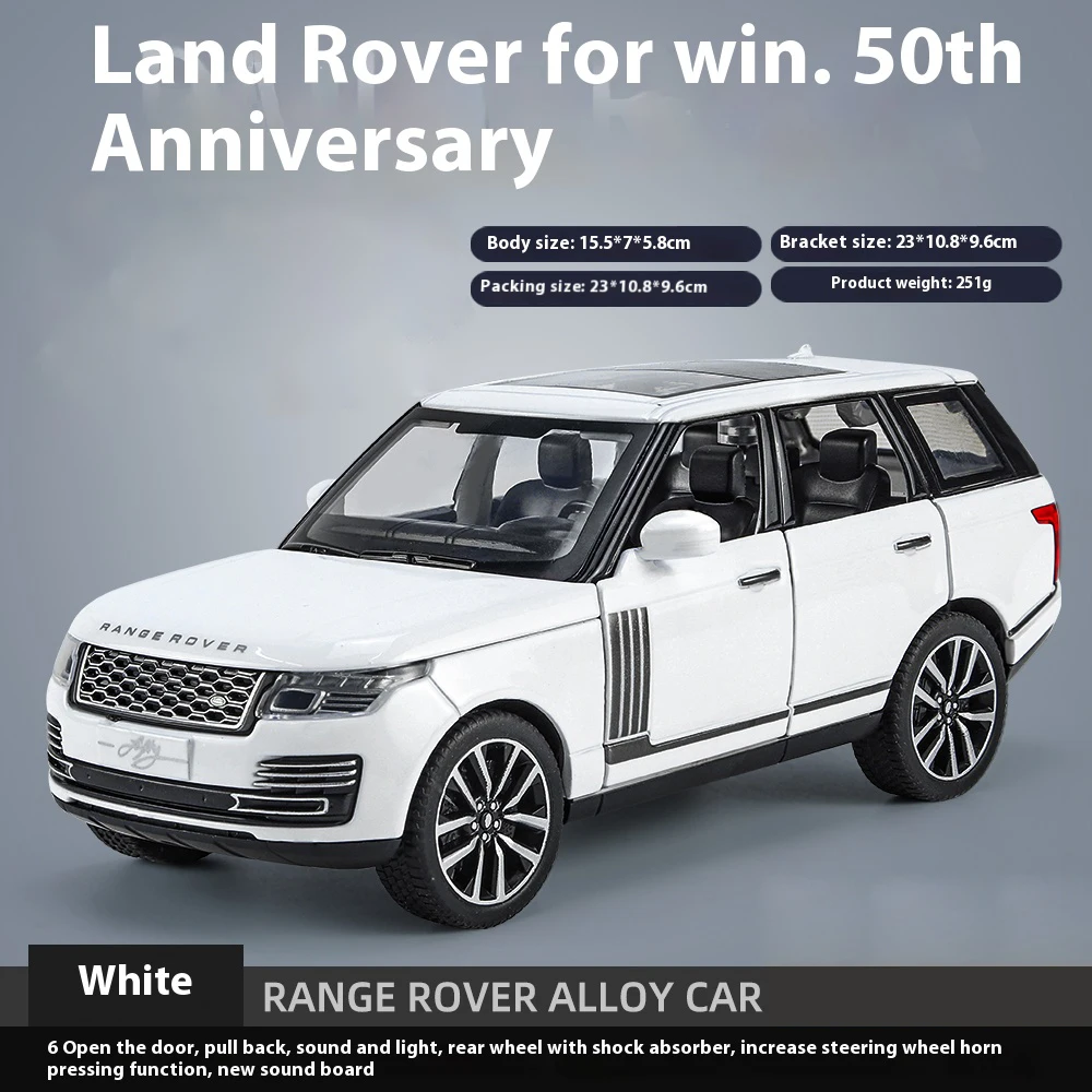 1:32 Land Rover Range Rover 50th Anniversary Diecast SUV Model Car - Central Control Collector's Edition Gift