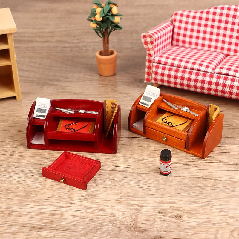 1:12 Dollhouse Miniature Bookcase Showcase Mini Display Rack Storage Cabinet Desk Supplies Rack Model Home Furniture Decor Toys 2