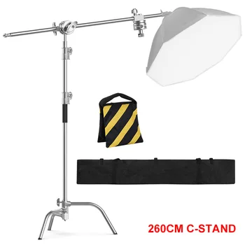 Photography C-Stand Heavy Duty Light Tripod with Hold Arm and Grip Head Adjustable Magical Leg for Studio Softbox Monolight 1