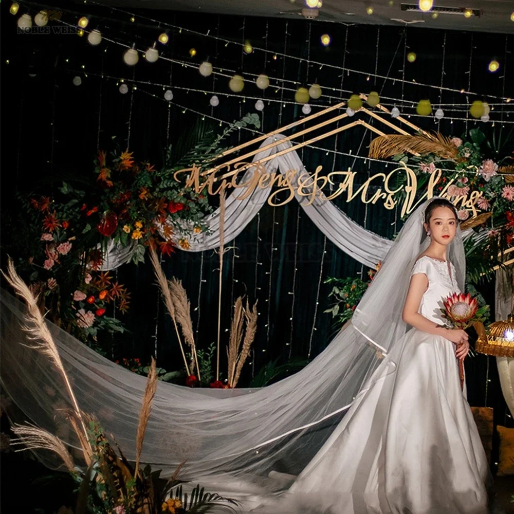 Bridal Veil 2T Satin Edge Wedding Veil Cover Face Bridal Veils With Comb 300*380 Customized