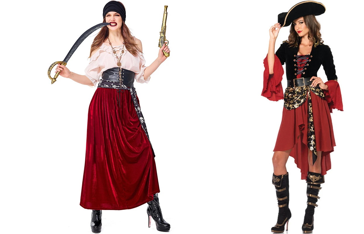 Female Caribbean Pirates Captain Costume Halloween Cosplay