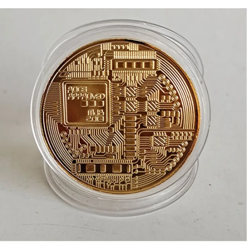 Gold Plated Bitcoin Coin Collectible Art Collection Gift Physical Commemorative Casascius Bit BTC Metal Antique Imitation coin deposit box password box