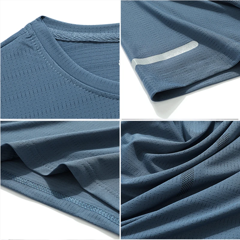 تي شيرت ركض للرجال ، حرير ثلجي ، توب رقيق ، طباعة...