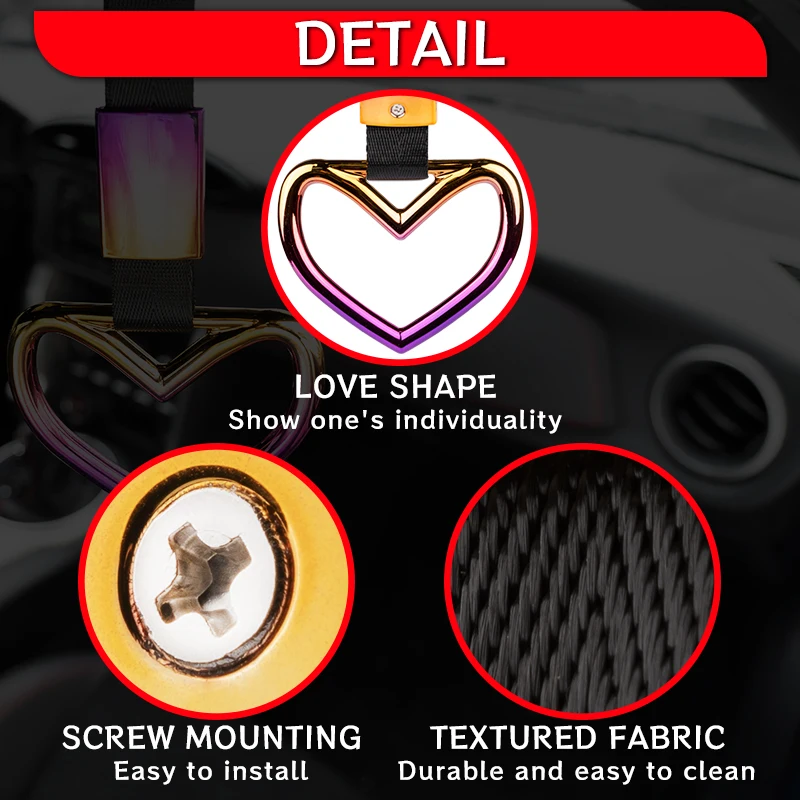 Colorful Car Tow Strap Tsurikawa Ring Heart JDM Train Bus Handle Hand Strap Styling Drift Charm Auto Accessories 1pcs car accessories