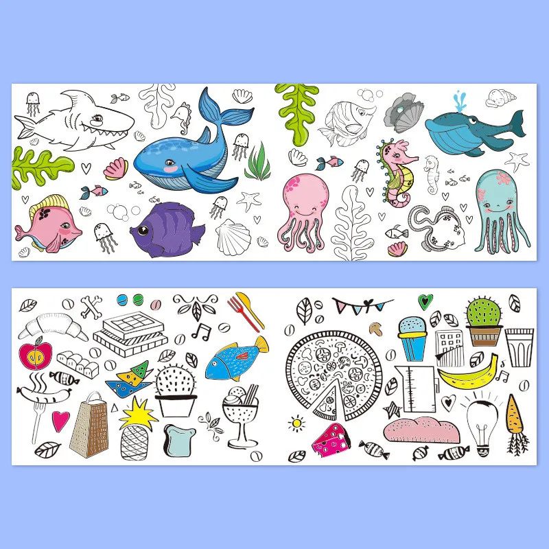 90 cm carta da disegno per bambini fai da te graffiti scena a tema pittura rotolo di carta da colorare sussidi didattici per la scuola materna giocattoli educativi per bambini - immagine 3