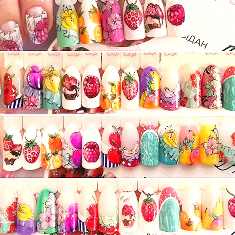 1PCS Summer Ice Cream Fruit Strawberry Cherry Cake Nail Art Water Transfer Sticker Decor Slider Decal Manicure Tool
