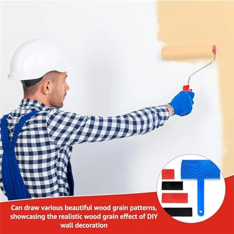 AA63 뜨거운 5Pcs 고무 나뭇결 롤러 도구 DIY 벽 바닥에 대 한 재사용 가능한 곡물 패턴 그림 도구