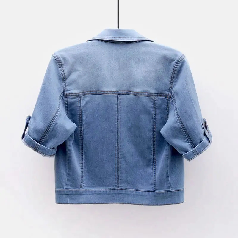 2025 New Spring Summer Women Short Denim Jacket  Fashion Slim Jeans Cape Coat