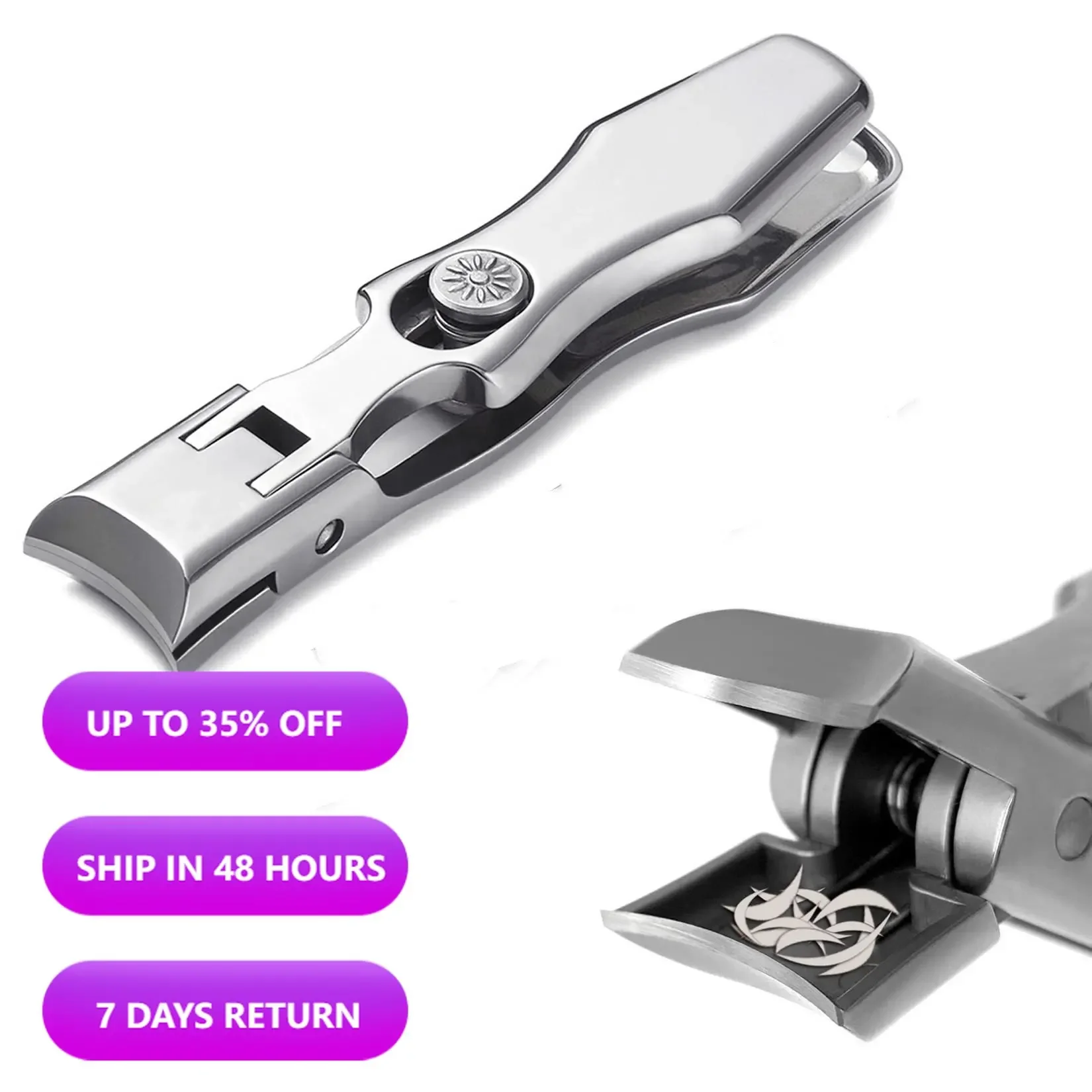 

Safety Lock Nail Clippers for Thick Nails with Catcher No Splash Fingernail Toenail Large Wide Jaw Opening Nail Cutter