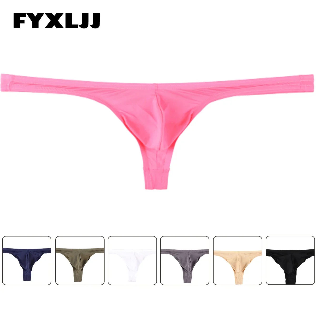FYXLJJ Ultra Thin Mens Thongs String Homme Sexy Ice Silk U Convex Briefs Underwear Breathable Thong Bugle Pouch Panties G-String