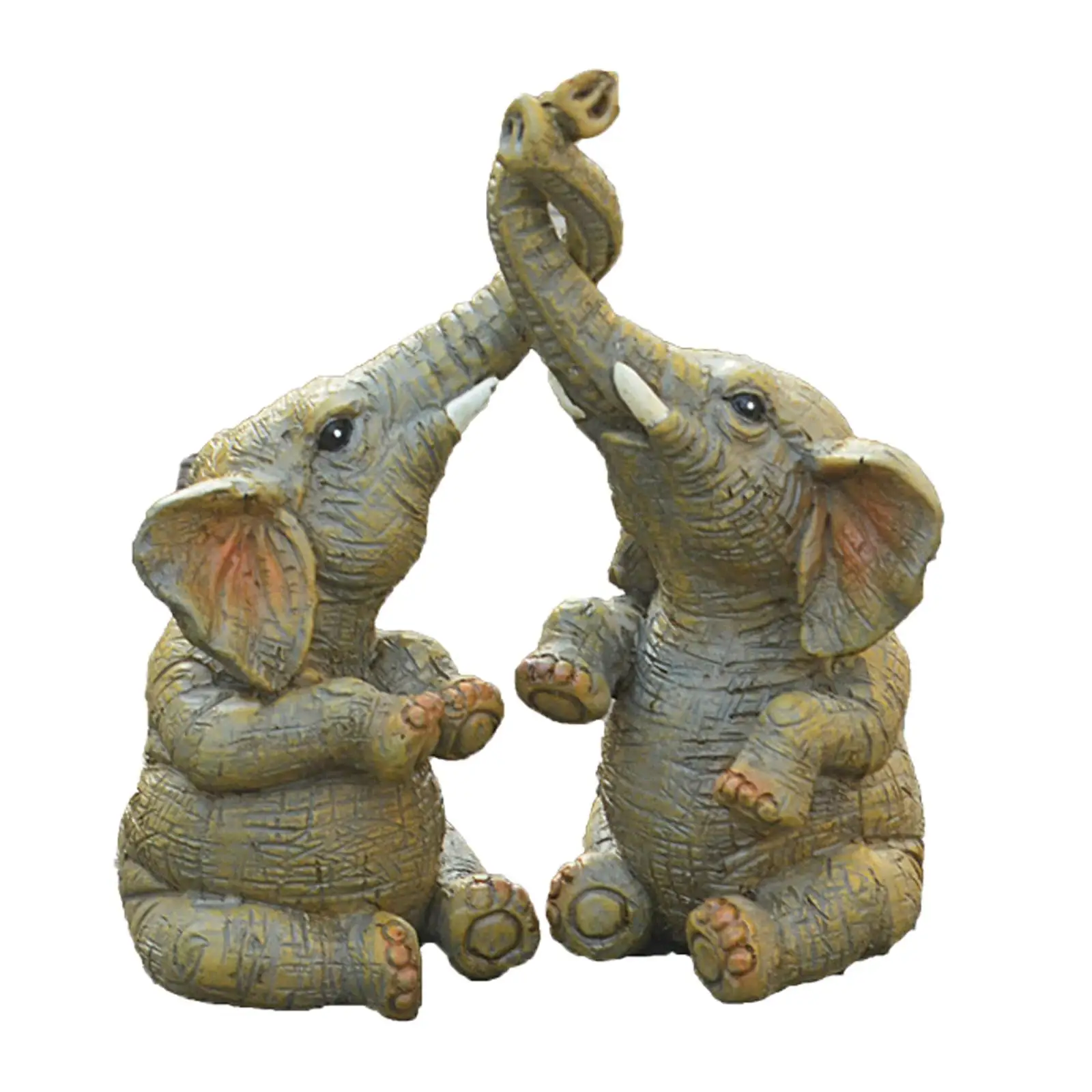 Modern Couple Elephant Statue Figurines Sculptures Art Craft for Table Decor