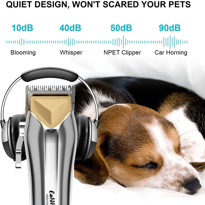 Professional Dog Hair Clipper for Pets Rechargeable Cordless Animals Puppy Trimmer Cutting Machine Cats Grooming kit Low Noise