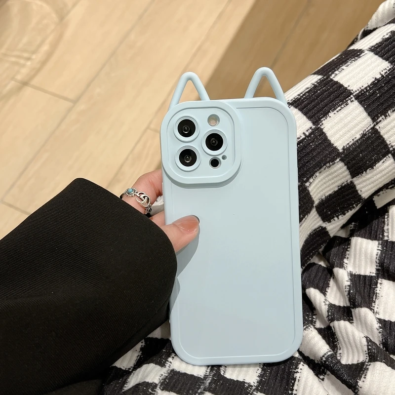 Cute Cartoon Cat Ear Soft Case for iPhone 4