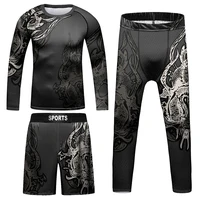 Children’S Bodybuilding Rashgaurd Outfits CodyLundin MMA Brazilian Grappling No Gi Jiu Jitsu Tees+Shorts Muay Thai Rashguard Set 1