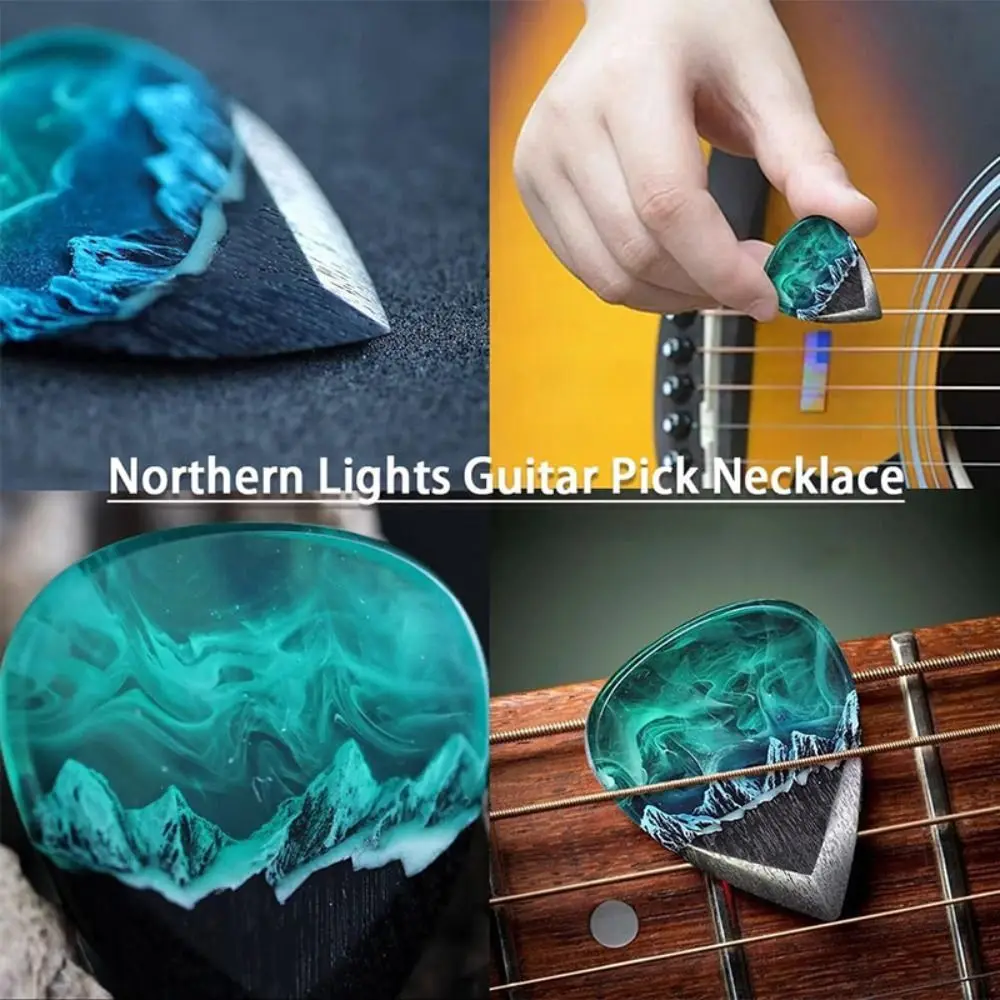 Presents Guitar Pick Necklace Bars Party Musician Retro Resin Resin Guitar Pick Heart Necklace Handmade Heart Mountain Pendant