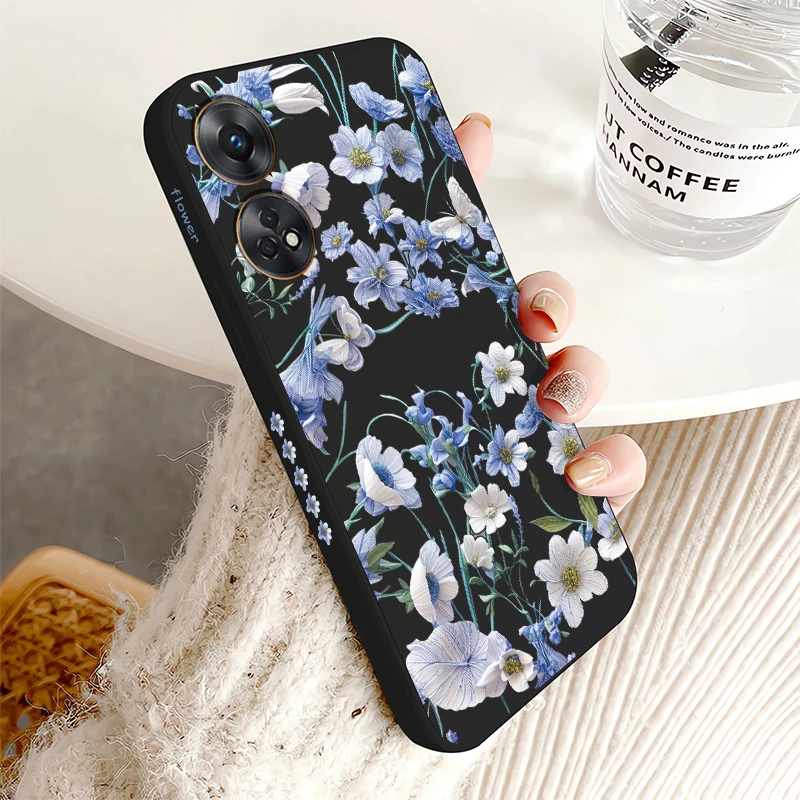Luxury Retro Blue Floral Silicone Shockproof Phone Case