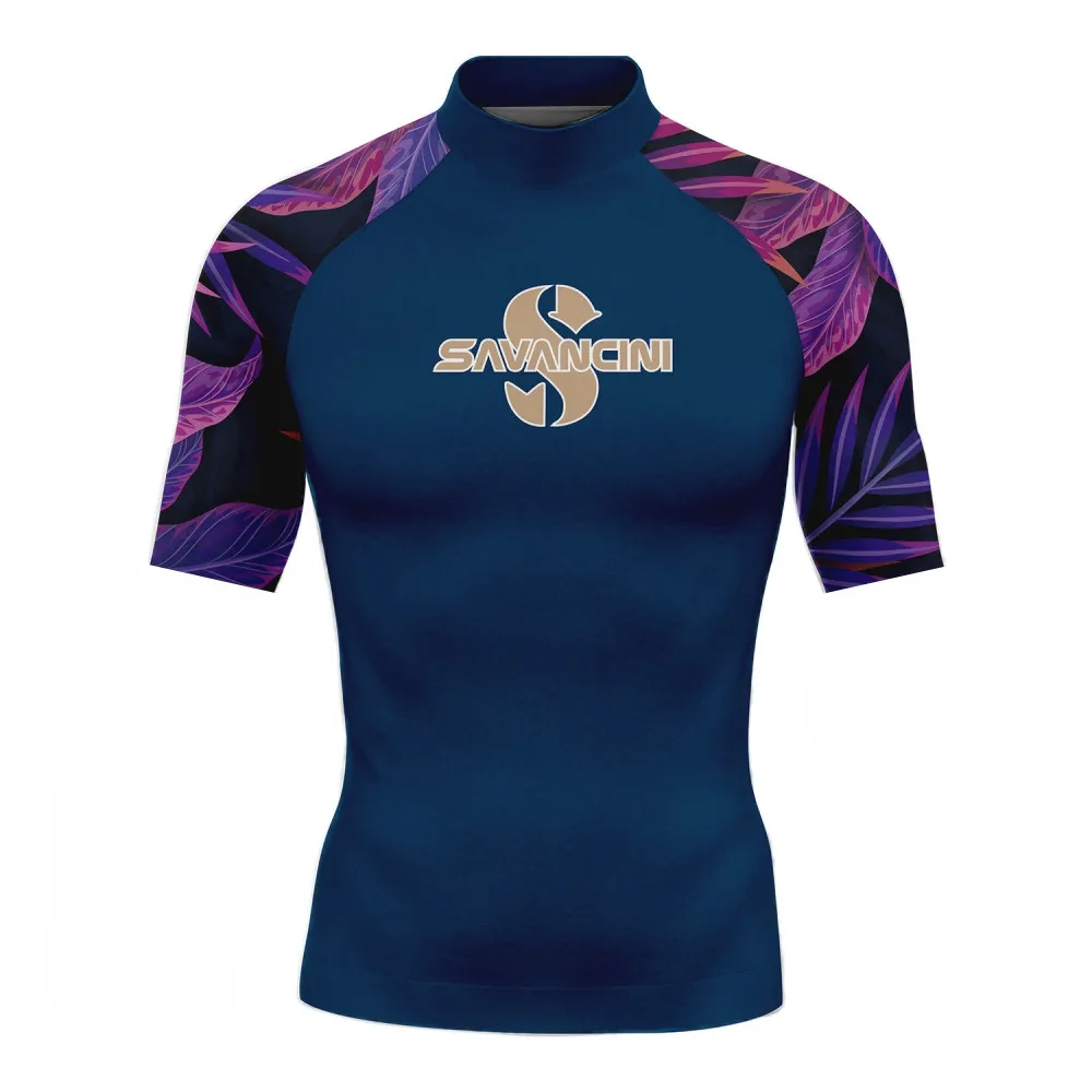 Savancin Men's Short Sleeve Surfing Tight Swimwear UV Protection Water Sports Swimming Floatsuit Diving Tops Boxing T-shirt