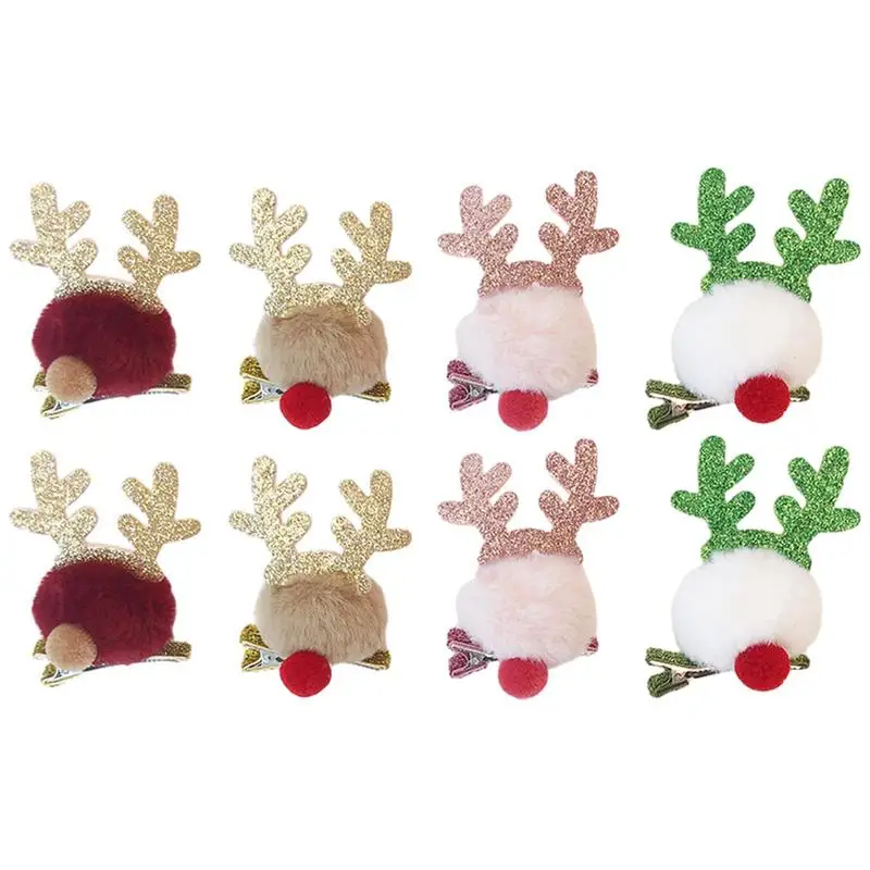 

8Pcs Christmas Hairpin Antler Santa Hair Clips Deer Ear Christmas Party Headbands Girls Cute Deer Ear Hairpins Hairgrips