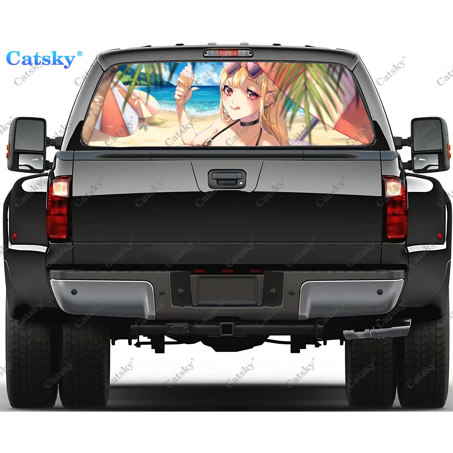 

Моя нарядная наклейка для заднего стекла подходит для пикапа, грузовика, автомобиля Универсальная прозрачная перфорированная виниловая наклейка для заднего стекла