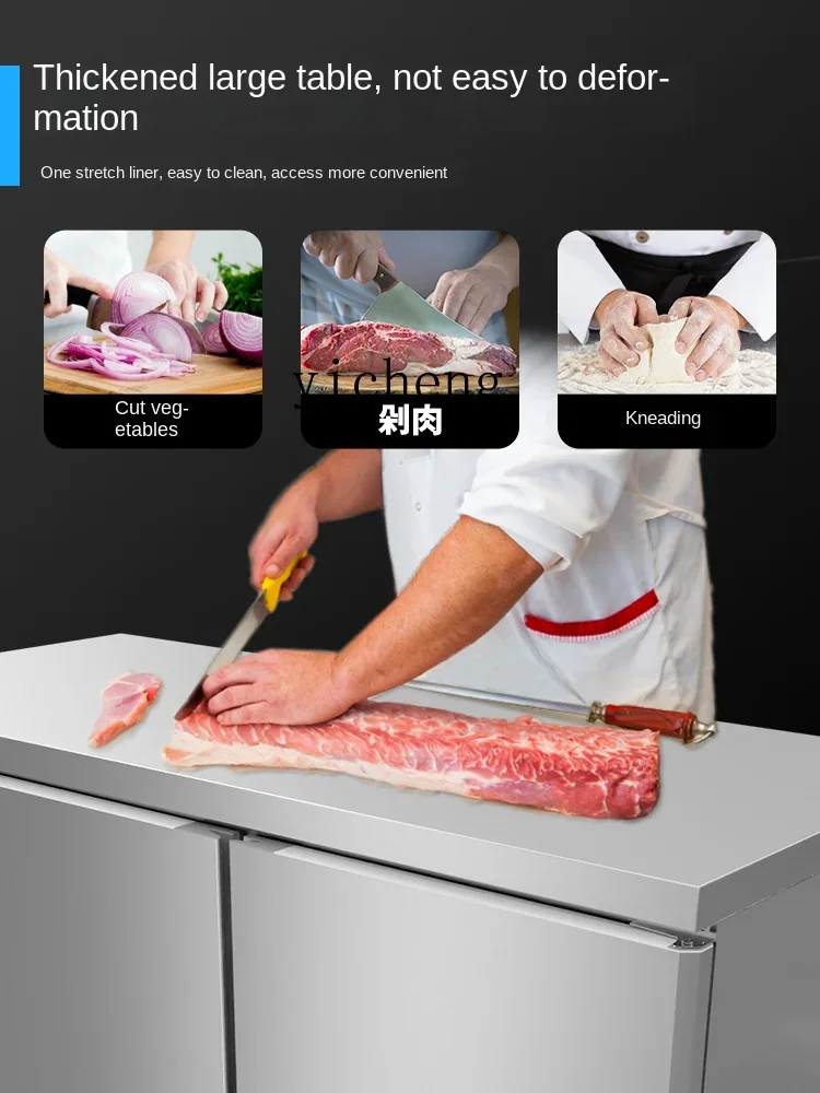 ZC Kitchen Workbench Commercial Air-Cooled Stainless Steel Freezer Freeze Storage Double Temperature Flat Freezer
