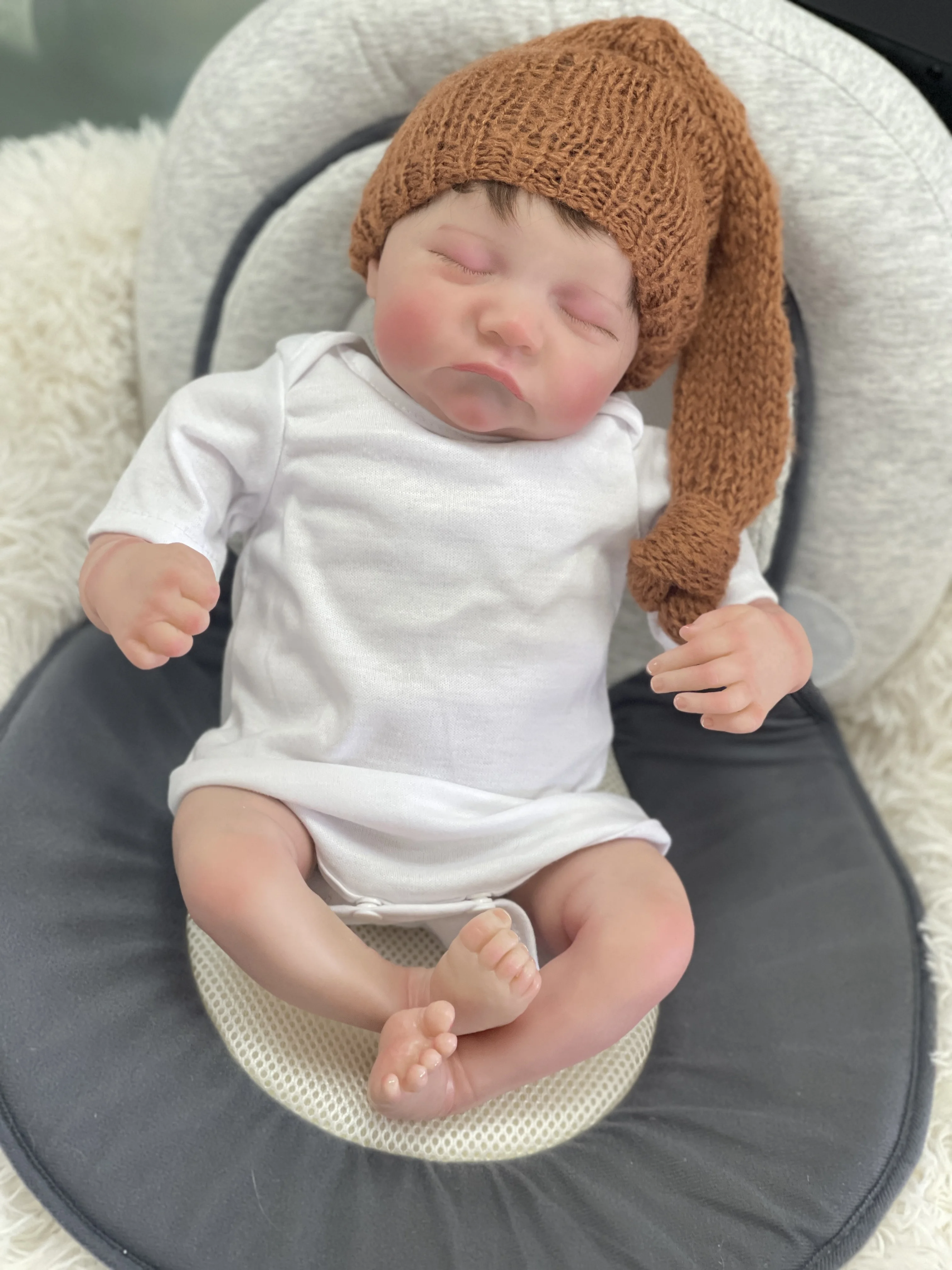 

48CM Levi Newborn Sleeping Reborn Baby Dolls 3D Skin Multiple Layers Painting Visible Veins High Quality Collectible Art Doll