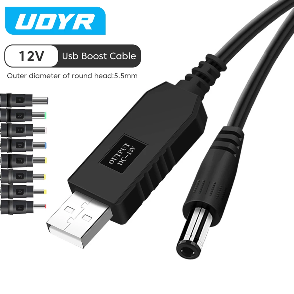 DC 5V to 12V USB Cable Boost Converter WiFi to Powerbank Cable 8 ...