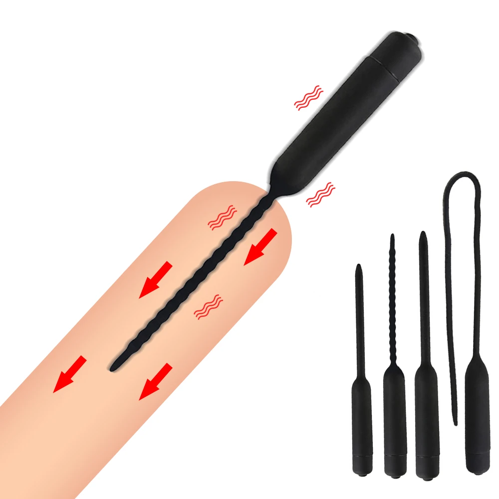 Male Penis Plug Vibrator Urethral Dilators 10 Speed Vibrating Insertion Urethral Plug Catheter Sounds penis sex toys