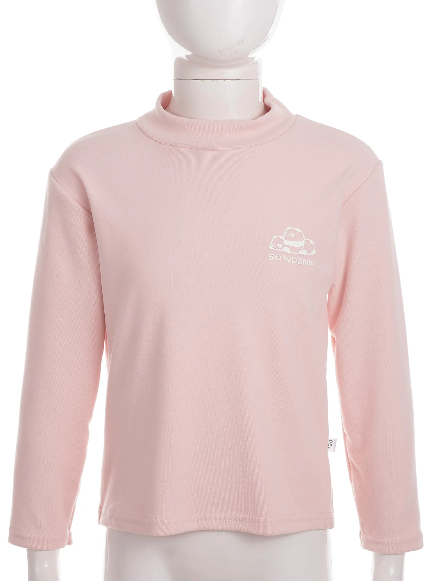 Autumn Kids Girls Boys Cute Cartoon Print T-shirt Undershirt Mock Neck Long Sleeve Thermal Underwear Tops Homewear Loungewear