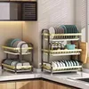 2Tier Rustproof Dish Drying Rack With Drainboard Utensil Holder Space Saving Kitchen Storage Organizer Multipurpose Kitchenware 4