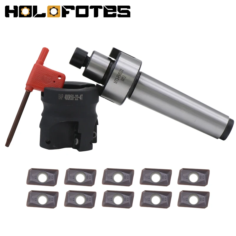 Mt3 Fmb22 M12 Face Mill Kit Portautensili Cono Morse 10 Pz Apmt1604 Inserti In Metallo Duro 400R 50 22 Face End Mill Head Cutter T15 Cnc