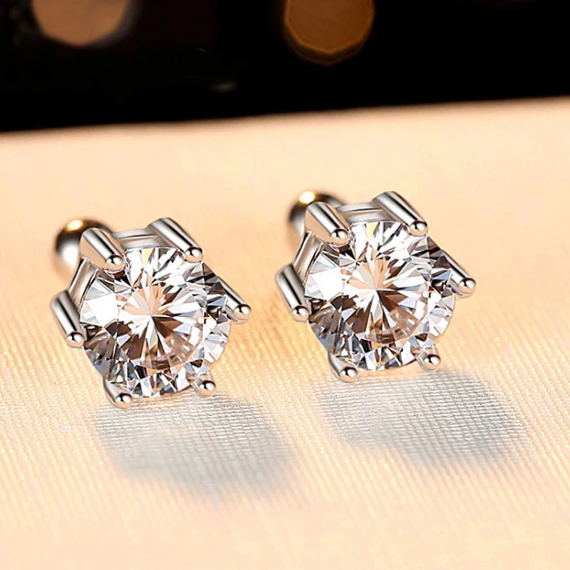 Smyoue GRA 1CT Moissanite Stud Earrings For Women Classic Six-claw Sparkling Wedding Bride Jewelry S925 Sterling Silver Earring